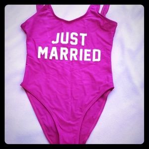 Just Married one piece bathing suit
